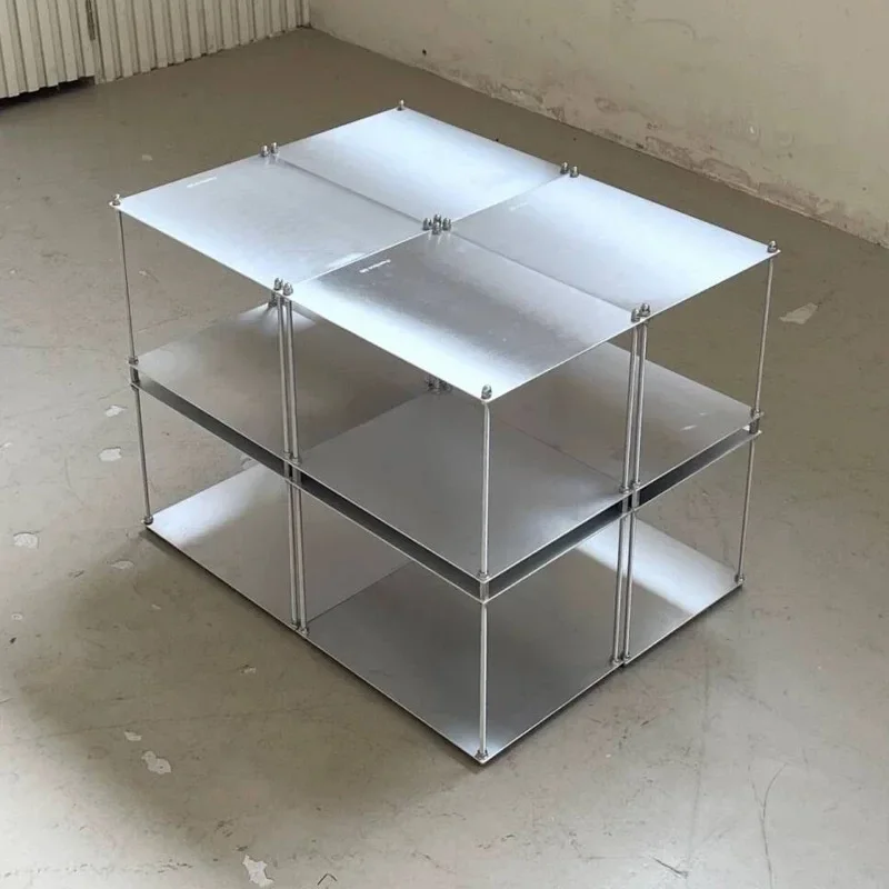 Stainless Steel Metal Bauhaus Modular Storage Rack Floor Stand Living Room Bedside Table Bookshelf Edge Coffee Movable Corner