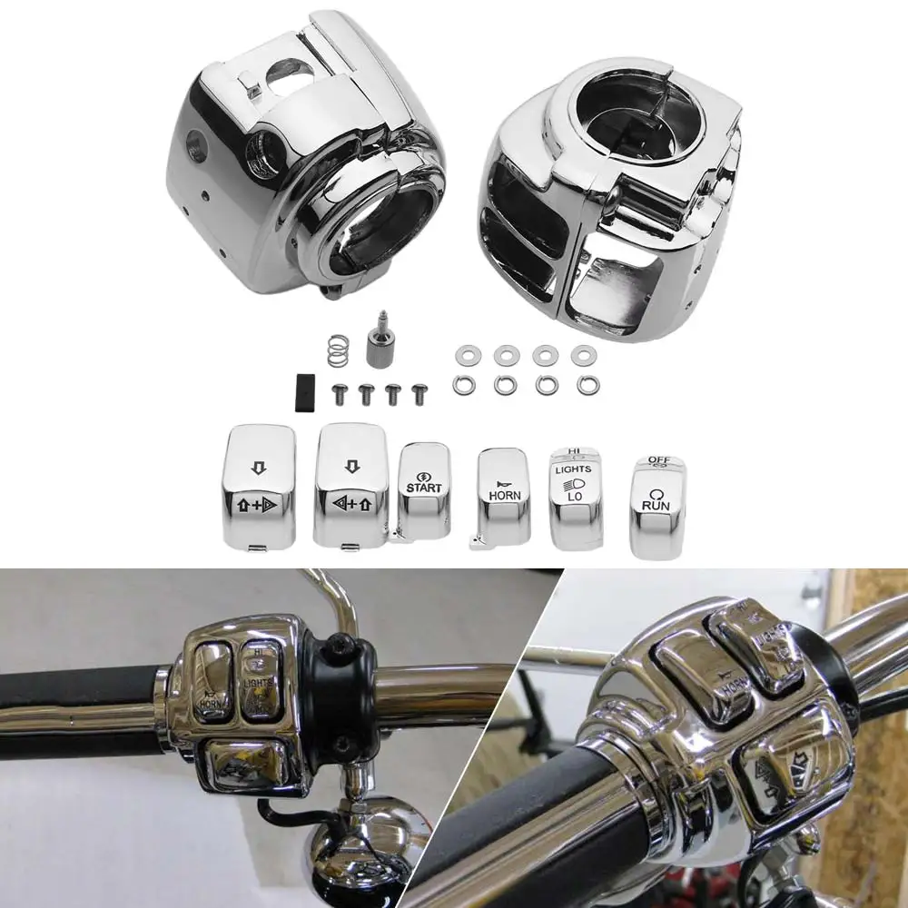 

Motorcycle Chrome Handlebar Housing Cover Fit For Harley V-Rod VRSC Sportster XL 883 1200 Dyna Softail Touring Road King 1996-17