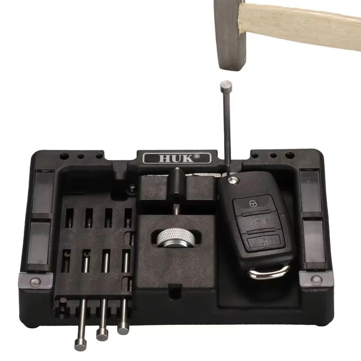 Outil de fixation de clé HUK Original, étau de clé rabattable de dissolvant de goupille rabattable pour outils de serrurier avec quatre broches