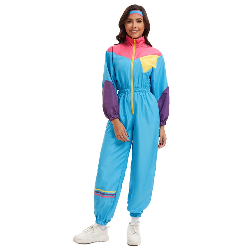 Halloween Bühne Vintage 80 90er Jahre Sportbekleidung Aktiv Tanz Fitness Skifahren Outfit Polyester Material Winterkollektion Damen Fas...