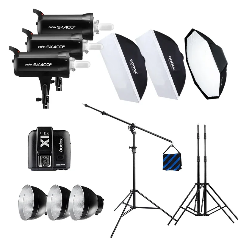 

SK400II 1200W Professional Photography Studio Lighting kit Lamp 4 * 300W Flash Strobe Light Kit Set