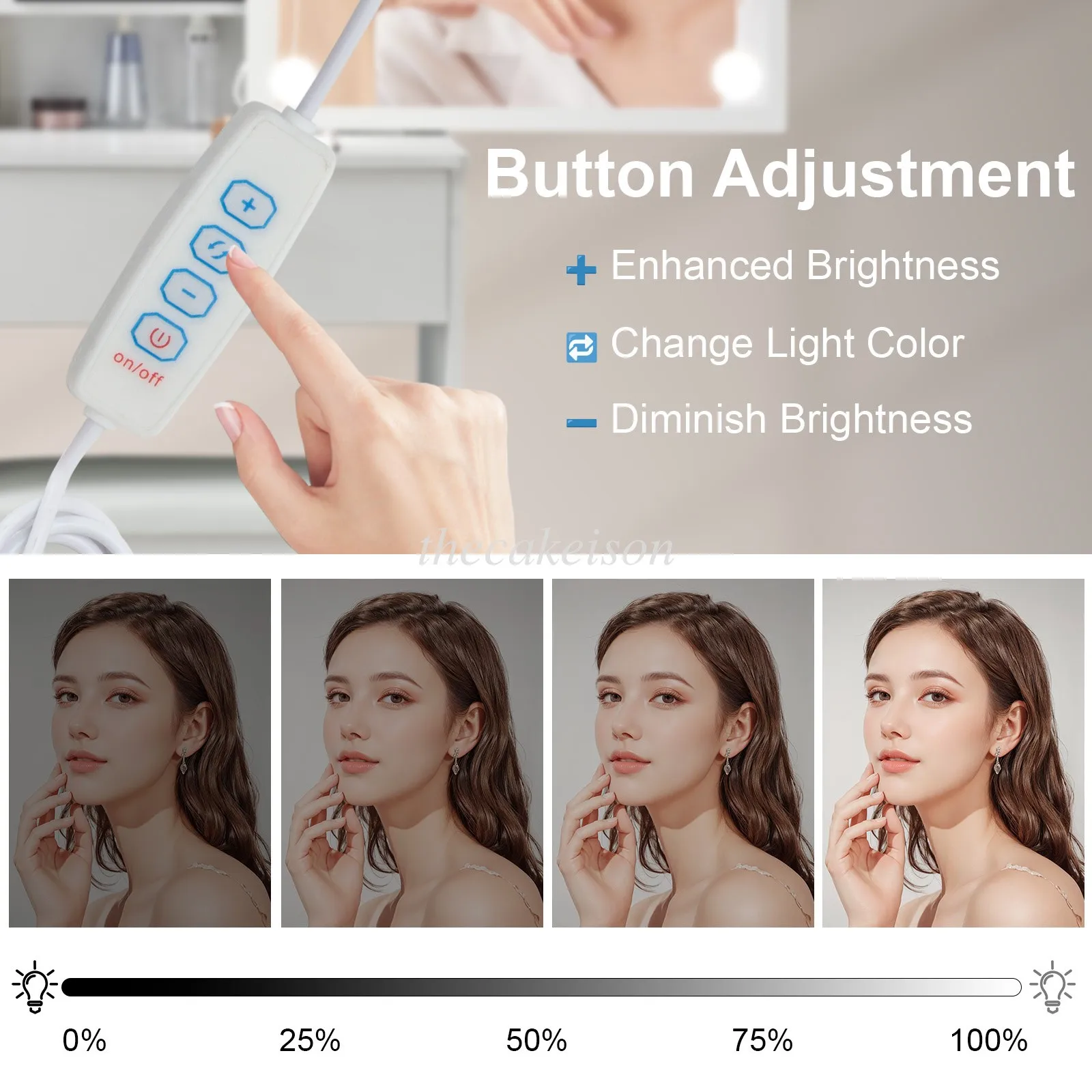 Tocador de maquillaje Escritorio de tocador de maquillaje iluminado LED con 6 cajones y taburete para clientes de EE. UU.