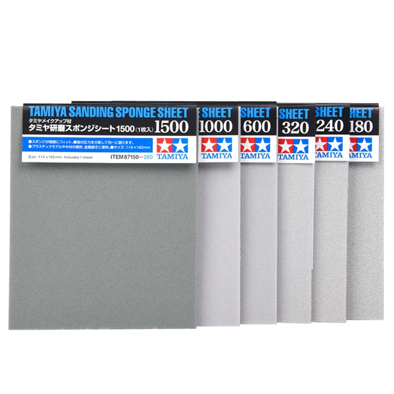 TAMIYA 87147-87150/87161-87163/87170-87171 Sanding Sponge Sheet 180#~3000# 1PCS Sponge Sandpaper 114*145mm Finishing Craft Tools