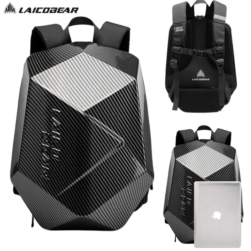 Carbon Fiber Riding Backpack Anti-fall Motorcycle Backpack High Capacity Motocross Backpack Waterproof Motorbike Laptop Backpack