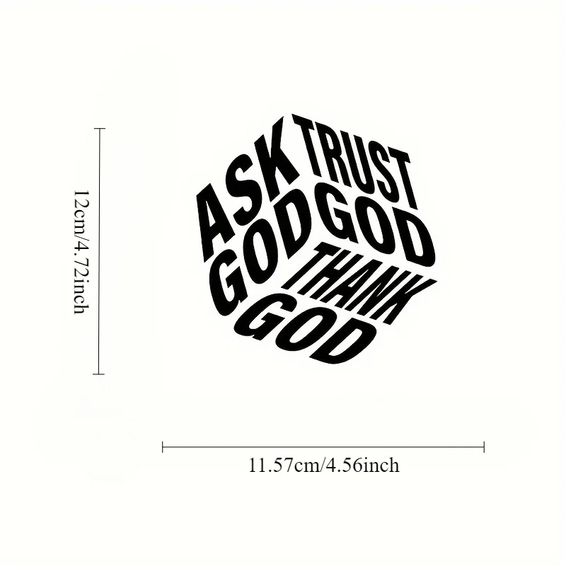 1PC Motivational "Ask Trust Thank God" Sticker, High - Quality, for Vehicles, Laptops, Notebooks, Skateboards, Phone Covers