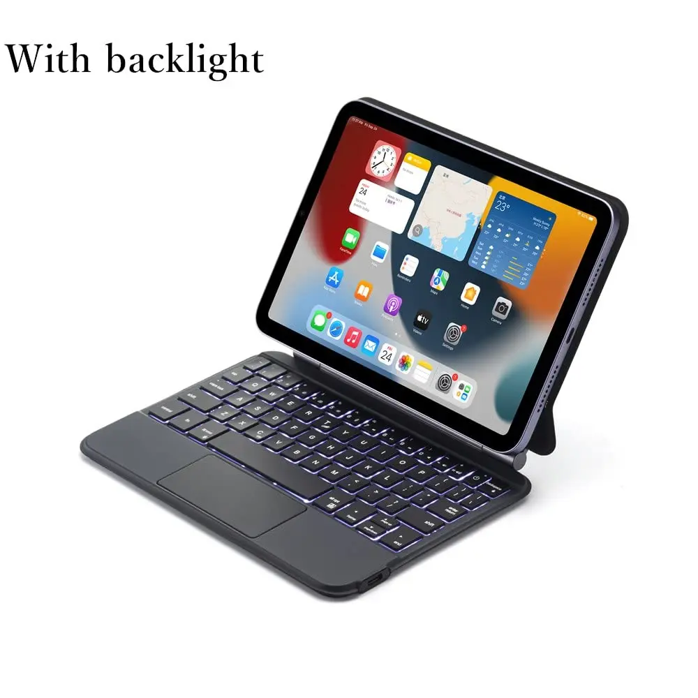 Imagem -04 - Goojodoq-case Teclado Mágico para Ipad Mini 6ª Geração Flutuante Multi-touch Trackpad Teclas Retroiluminadas Branco