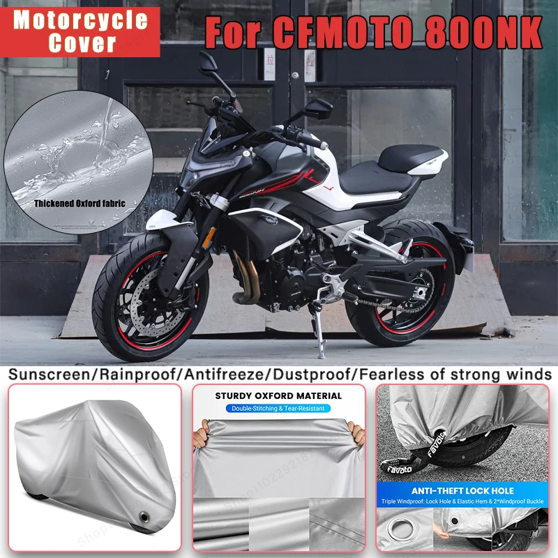 

For CFMOTO 800NK No Ear Motorcycle Cover - Outdoor Full Body Protection, Waterproof Dustproof Sunscreen Moto Accessories