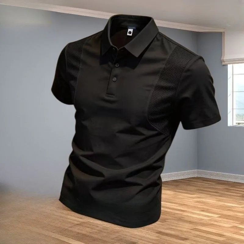New Breathable Men's High-end Short-sleeved T-shirt Sporty and Casual Summer Solid-color Lapel POLO Shirt Fashionable and Casual