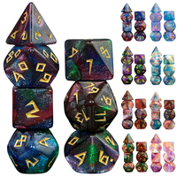 Mixed Color Glitter DND Dice Polyhedron Dice Set  7-Piece D4 D6 D8 D10 D10% D12 D20 for RPG Role Playing Game Math Teaching