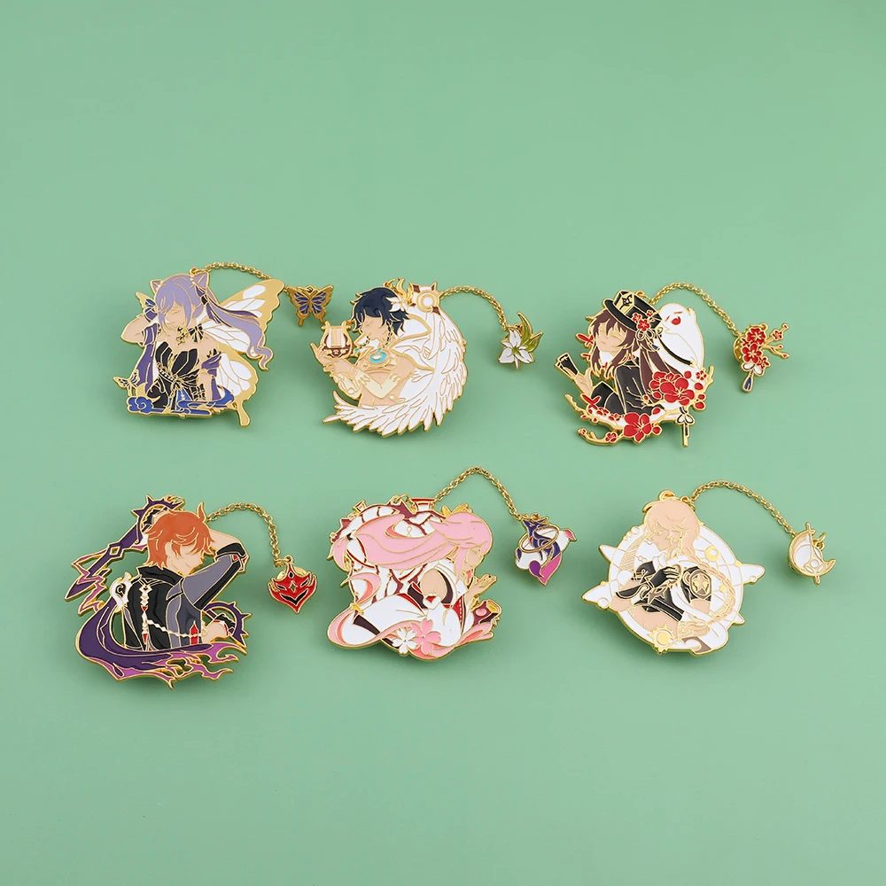 New Enamel Pins Genshin Impact Xiao Kaedehara Kazuha Venti Pin Brooch Figure Metal Badge Button Collection Souvenir Cosplay Gift