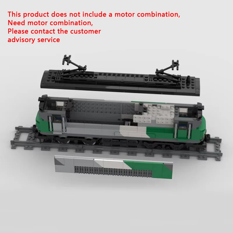 

fcdeq City Car Model MOC Building Bricks Classic Green Electric Locomotive Modular Technology Children Assemble Toy Holiday Gift