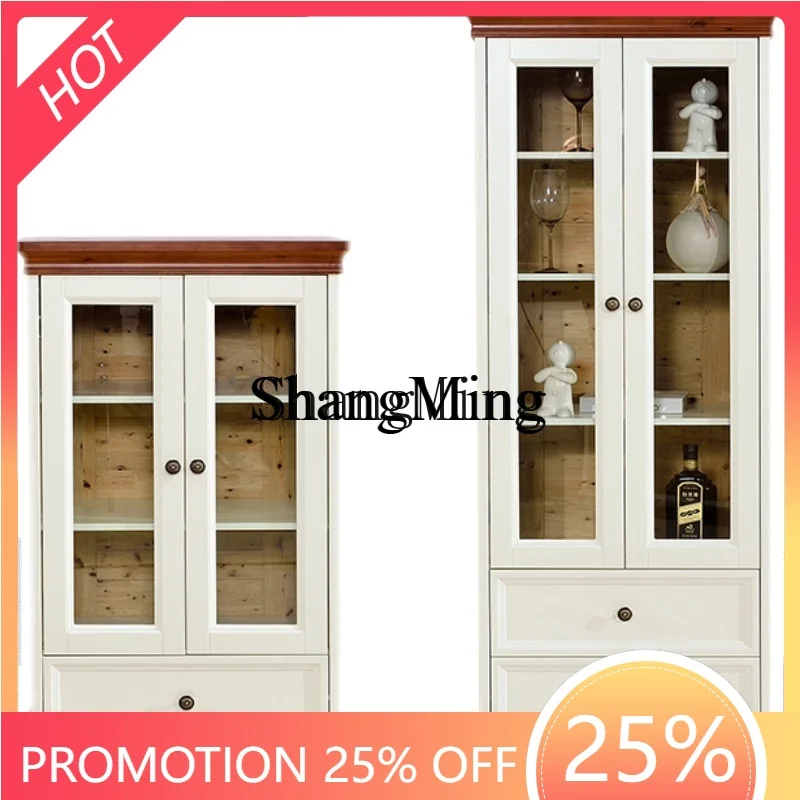 

ZYYnew high-end solid wood bookcase high and low living room combination storage floor-to-ceiling wall cabinet