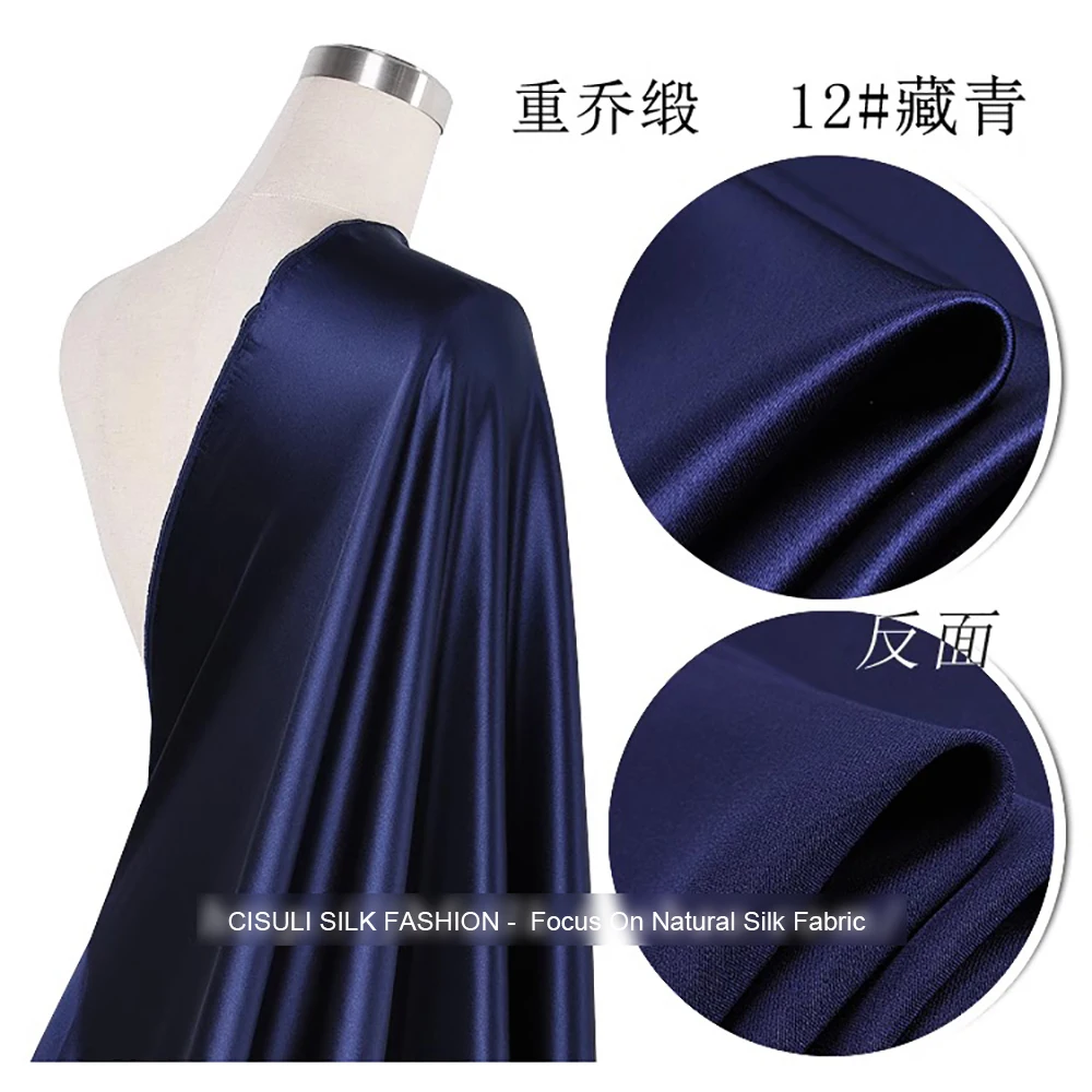 100% Pure Heavy Silk Satin Fabric 40momme Width 140cm Suits / Party Dresses Cloth Sewing Material Solid Color 24J12