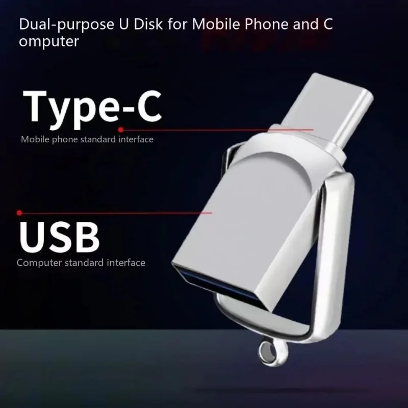 

Металлическая флешка USB 3.0 256 ГБ/128 ГБ, водонепроницаемая, высокоскоростная, 2-в-1, Type-C, USB-накопитель, подарок, U-диск