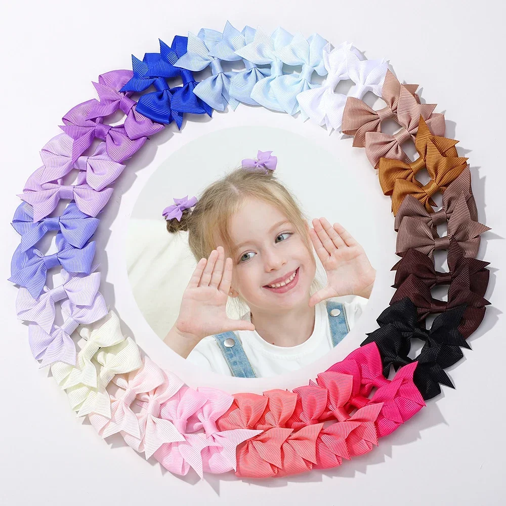 

10Pcs/Set 2.6'' Solid Color Ribbon Bows Hair Clips for Kids Girls Handmade Bowknot Hairpin Barrettes Hair Accessories Wholesale