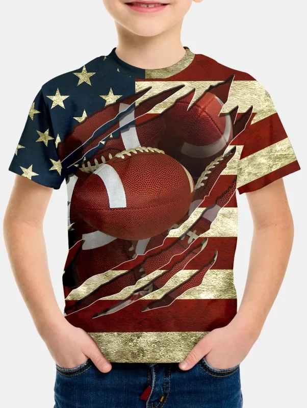 

Retro American Football Clothing for Boys T Shirts Junior Clothes Tops Baby Boy Clothes 5 to 14 Years Male T-shirts for Children