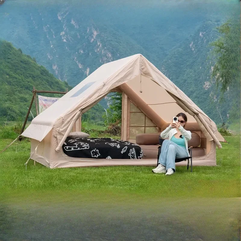 Outdoor Inflatable Tent 6.3m Rainproof Portable All-in-One Air Column Camping Tent for Family Hiking Travel Customizable Size