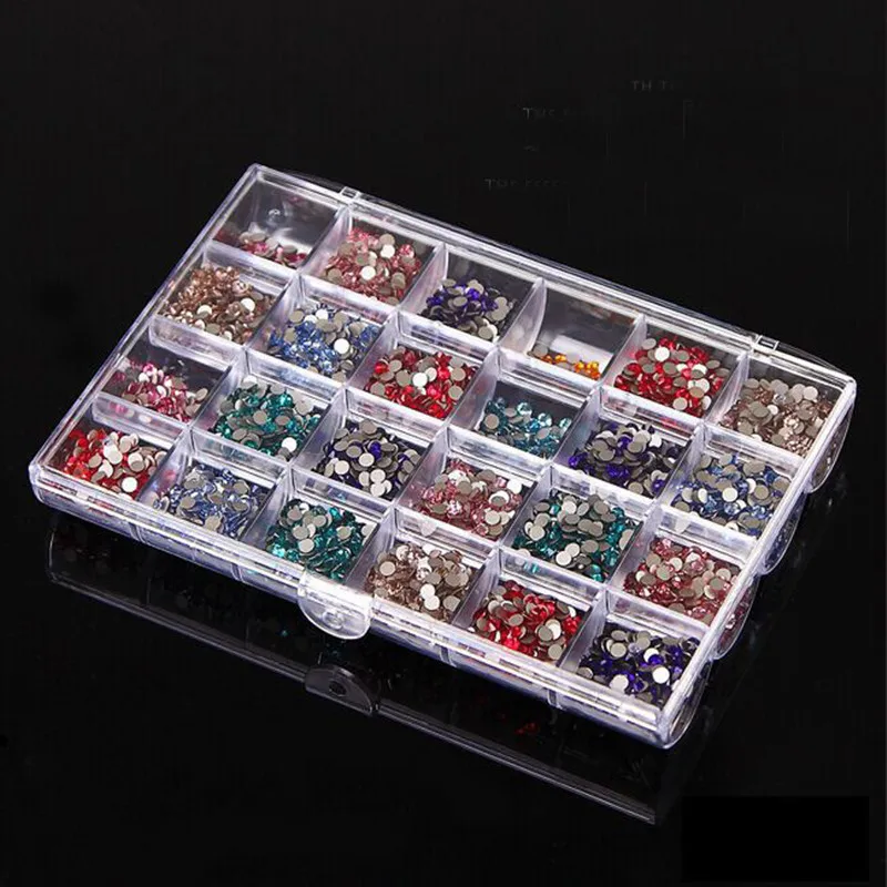 24 Grid Clear Box Plastic Empty Storage Box Organizer Cosmetic Nail Art Rhinestone Jewelry Beads Case Portable Storage Container