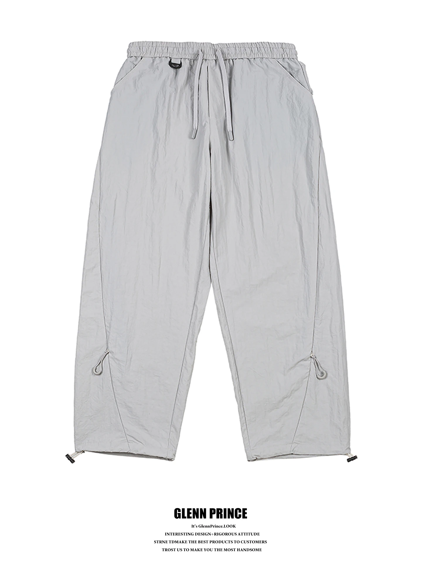 

American Functional Deconstructed Drawstring Workwear Trousers Men's Outdoor Handsome Loose Wide Leg Casual Long Pants