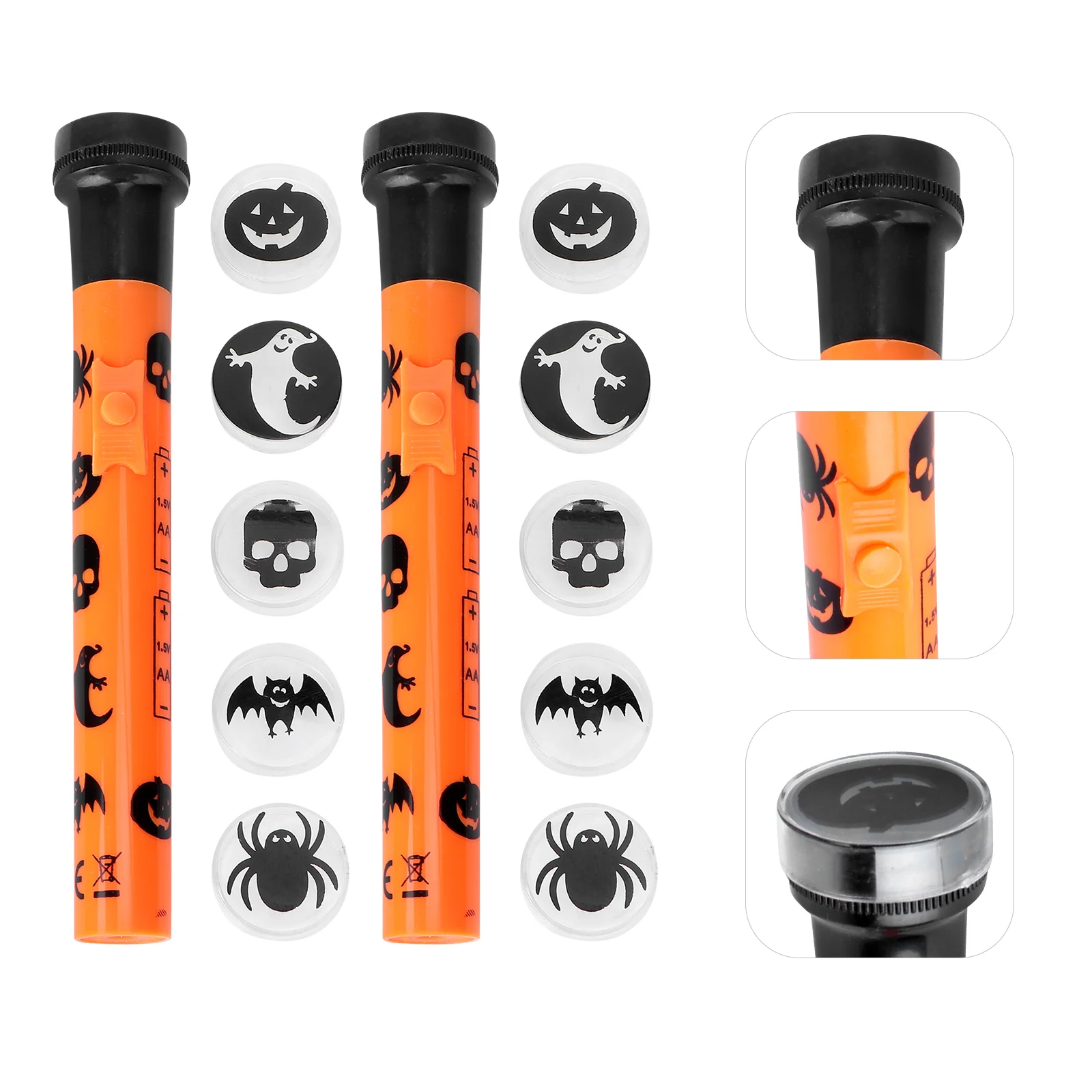 2 Sets Flashlight Halloween Lamp Halloweenn Pumpkin Decoration Ghost Pattern Haunted House Projector Props