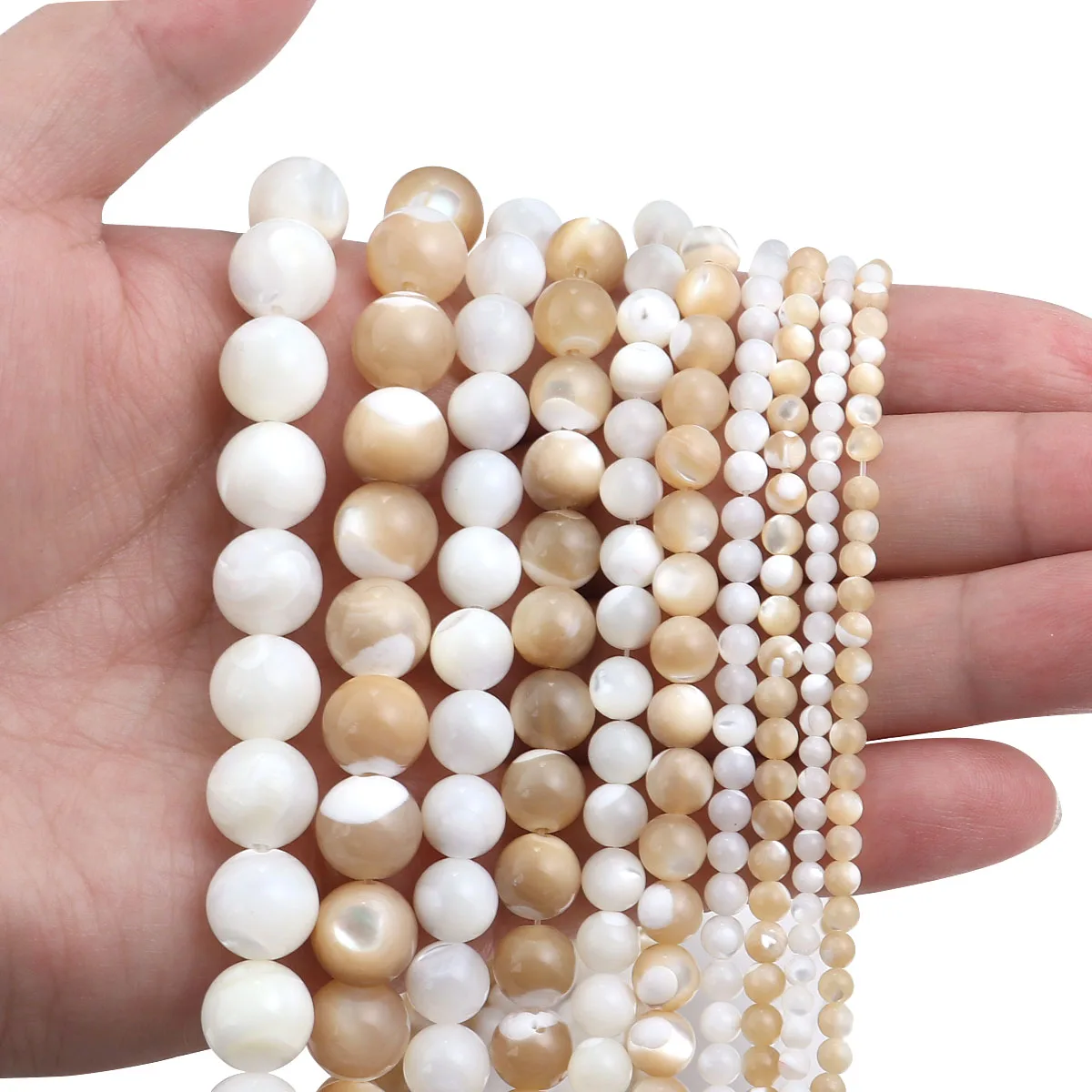 3/4/6/8/10mm Natürliche Trochus-Muschelperlen, runde lose Abstandsperlen für die Schmuckherstellung, DIY handgemachte Armbänder, Halsketten, Zubehör