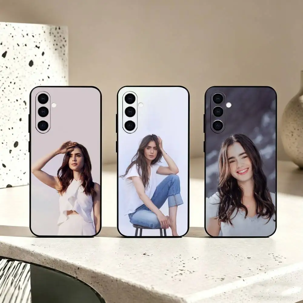 Lily Collins Classical Beauty gift Phone Case Black Silicone Soft For Samsung Galaxy A73,A72,A71,A70,A53,A52,A51