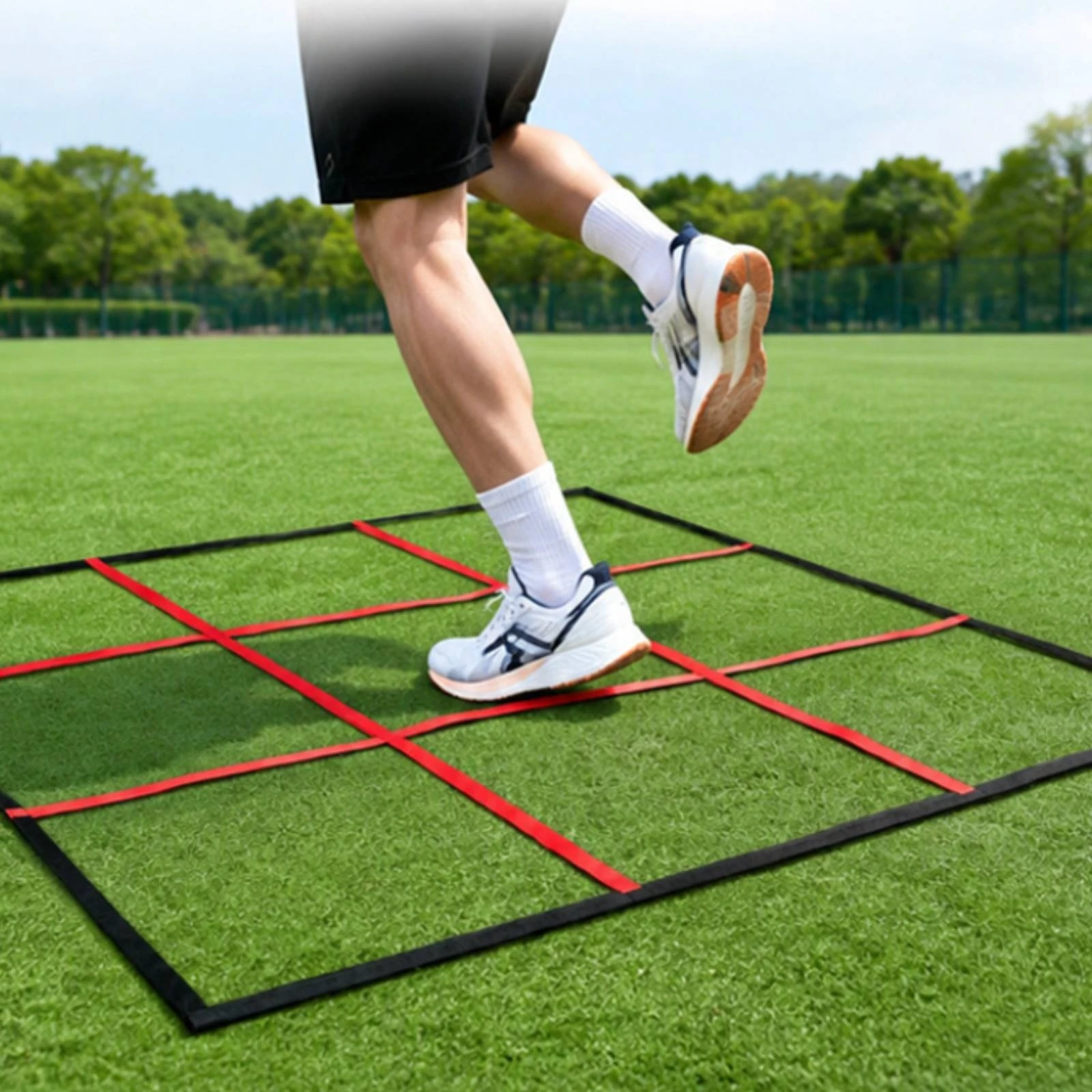 Tapis d'entraînement d'agilité multifonctionnel à grille de neuf points, tapis d'entraînement de jeu de jambes, stable et antidérapant pour athlètes, salle de sport