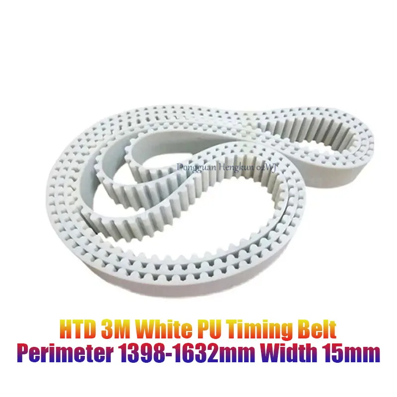 

HTD 3M White PU Timing Belt Perimeter 1398-1560-1608-1632mm Width 15mm Polyurethane Steel Closed Loop Synchronous Belt