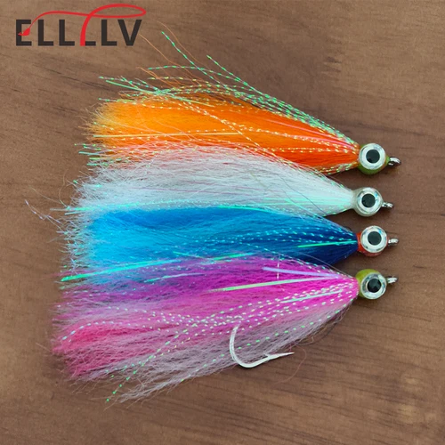 Ellllv 5/0 #   Serpentinas de agua salada, cebo suspendido para peces, pececillos, moscas, anzuelo fuerte, juego grande, señuelo de pesca, cebo para trucha marina y lubina