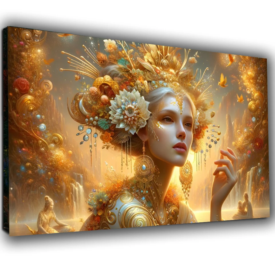 Fantasy Golden Floral Enchantment in Mystical Water Diamond painting full square/Round Diamond Mosaic diy Diamond Art Home decor