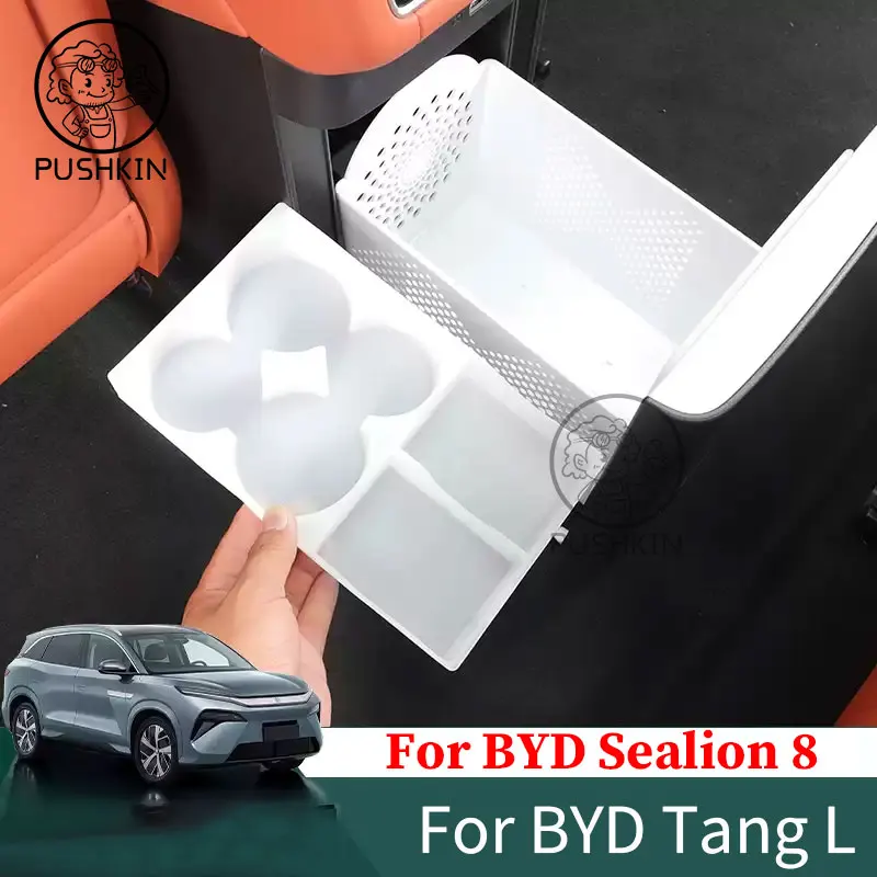 

For BYD SEALION 8 Tang L 2025 2026 Car Silicone Refrigerator Storage Box Restyling Tray Interior Storage Decoration Accessories