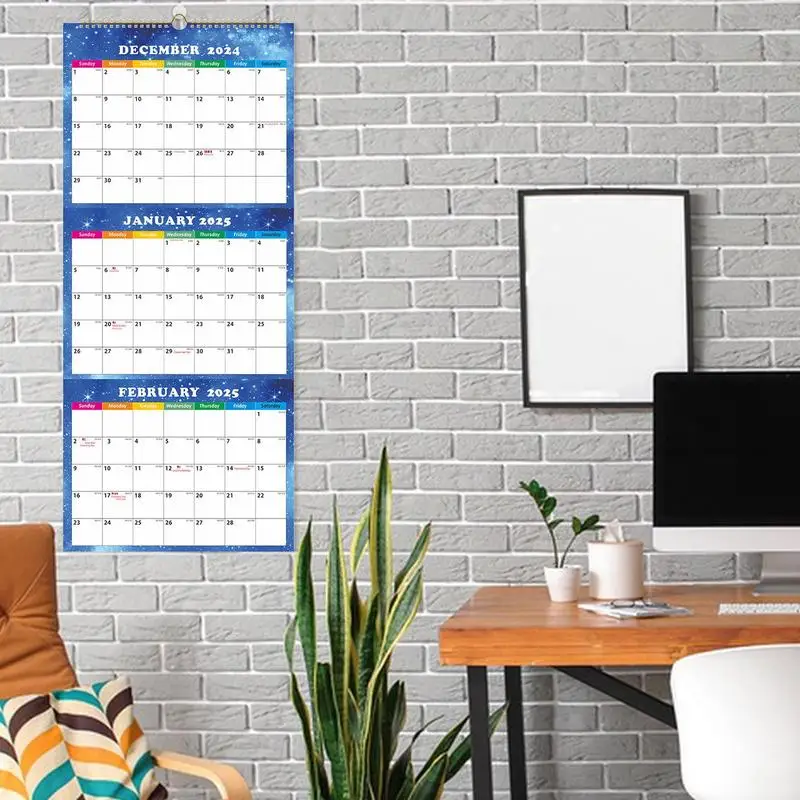 3 Month Wall Calendar 2025-2026 3 Month Display Vertical Calendar Three Separate Planner December 2024 January 2026 Planner With