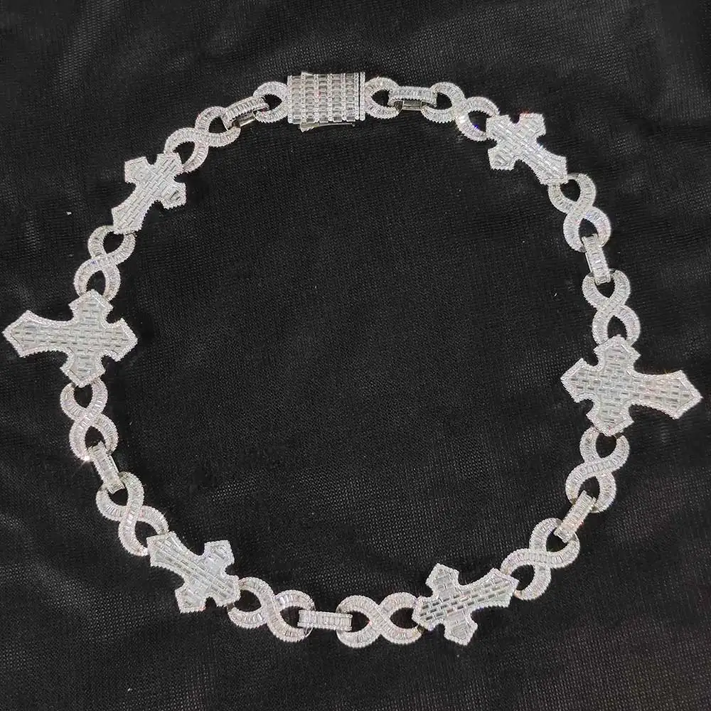 ESEllEM-Collier cubain en MF ite Big Cross, entièrement glacé, lien en CZ, bijoux luxueux, tour de cou hip-hop, mode