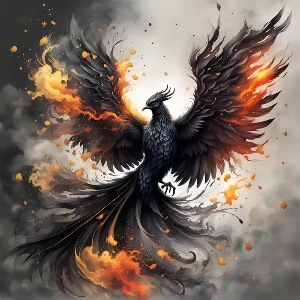 1000 Pcs Dark Fire Black Phoenix Puzzle Home Decor Adults Puzzle Games Family Fun Floor Puzzles Educational Toys for Kids