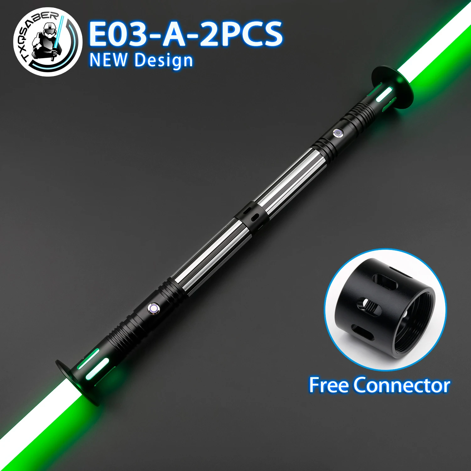 

TXQSABER 2PCS E03 Laser Swords Smooth Swing Two Metal Hilt Double Blades Heavy Dueling Free Connector RGB Cosplay FOC Jedi