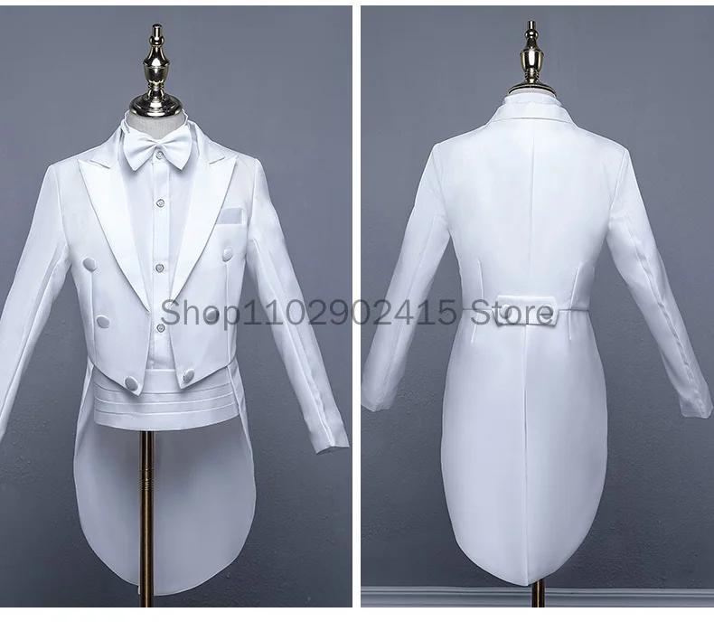 Children Tuxedo Tailcoat Formal Dress Suits Swallow Tail Coat Boy's Jacket Pants Suits Party Dance Magic Stage Performance Tails