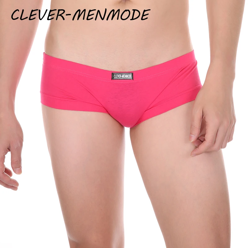 CLEVER-MENMODE Tight Short Panties Men\'s Sexy Low-Rise Cotton Mini Micorn Boxers Hot Ultra Short U Convex Underwear