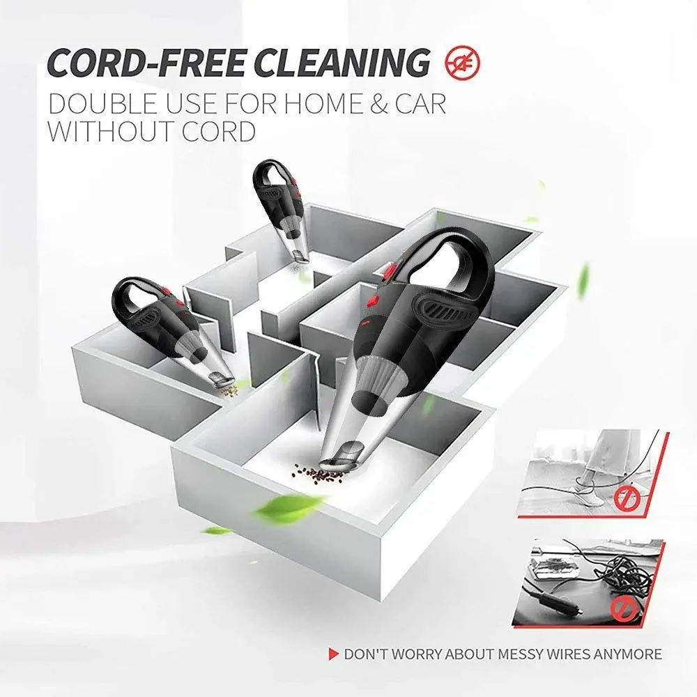 New Wireless Car Vacuum Cleaner Wet and Dry Rechargeable Handheld Vacuum with Multi-Nozzles 4000PA Dust Catcher for Car Home