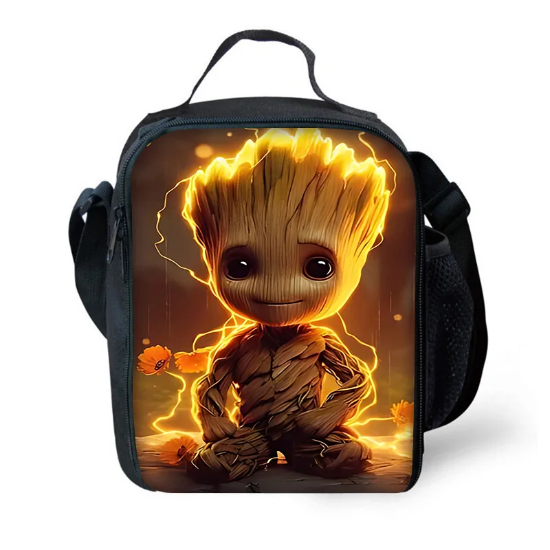 Marvel Cute Groot Child Insulated Large Capacity Bag for Boy and Girl Student Outdoor Picnic Resuable Thermal Cooler Lunch Box