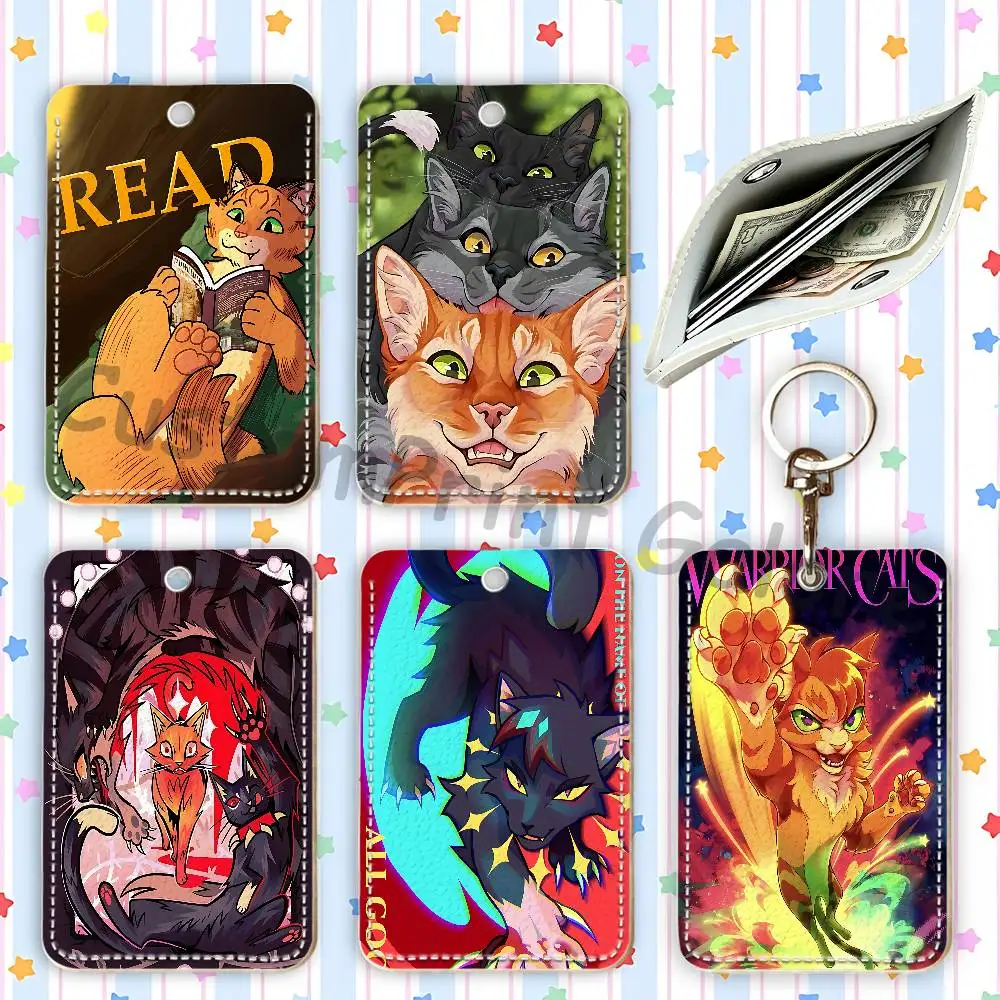 W-Warrior Cats Sublimation Printed Leather Card Holder Key Ring Accessory Fashion Bag Charm  Protective Case