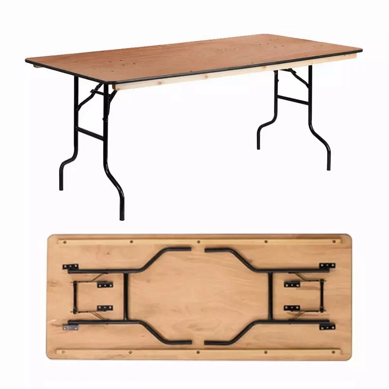 #10 To 12 People Wedding Event Banquet Outdoor Party PVC Edge Plywood Dining Folding Table
