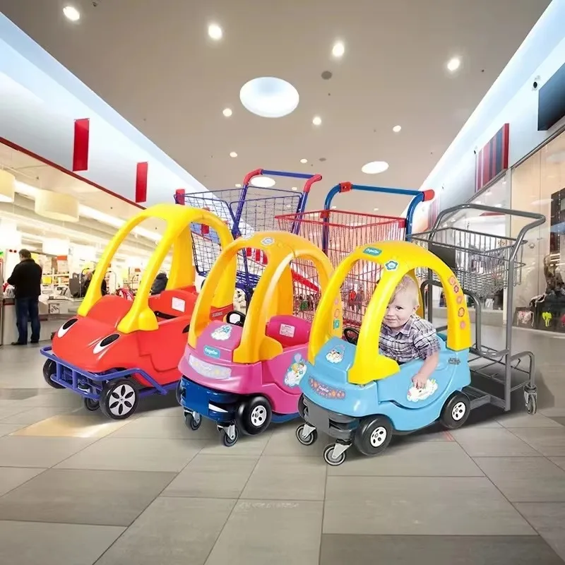 Safety Ride-On Kids Shopping Cart  Supermarket & Retail Store Parent-Child Shopping  Interactive Toy Car Trolley