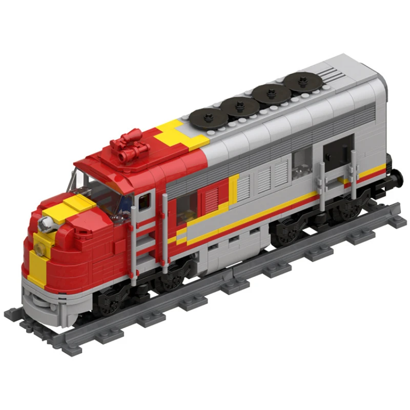 

Santa Fe Super Chief MOC Building Blocks, Heavy Passenger Locomotive with Red Silver Stripe, Vintage Train DIY