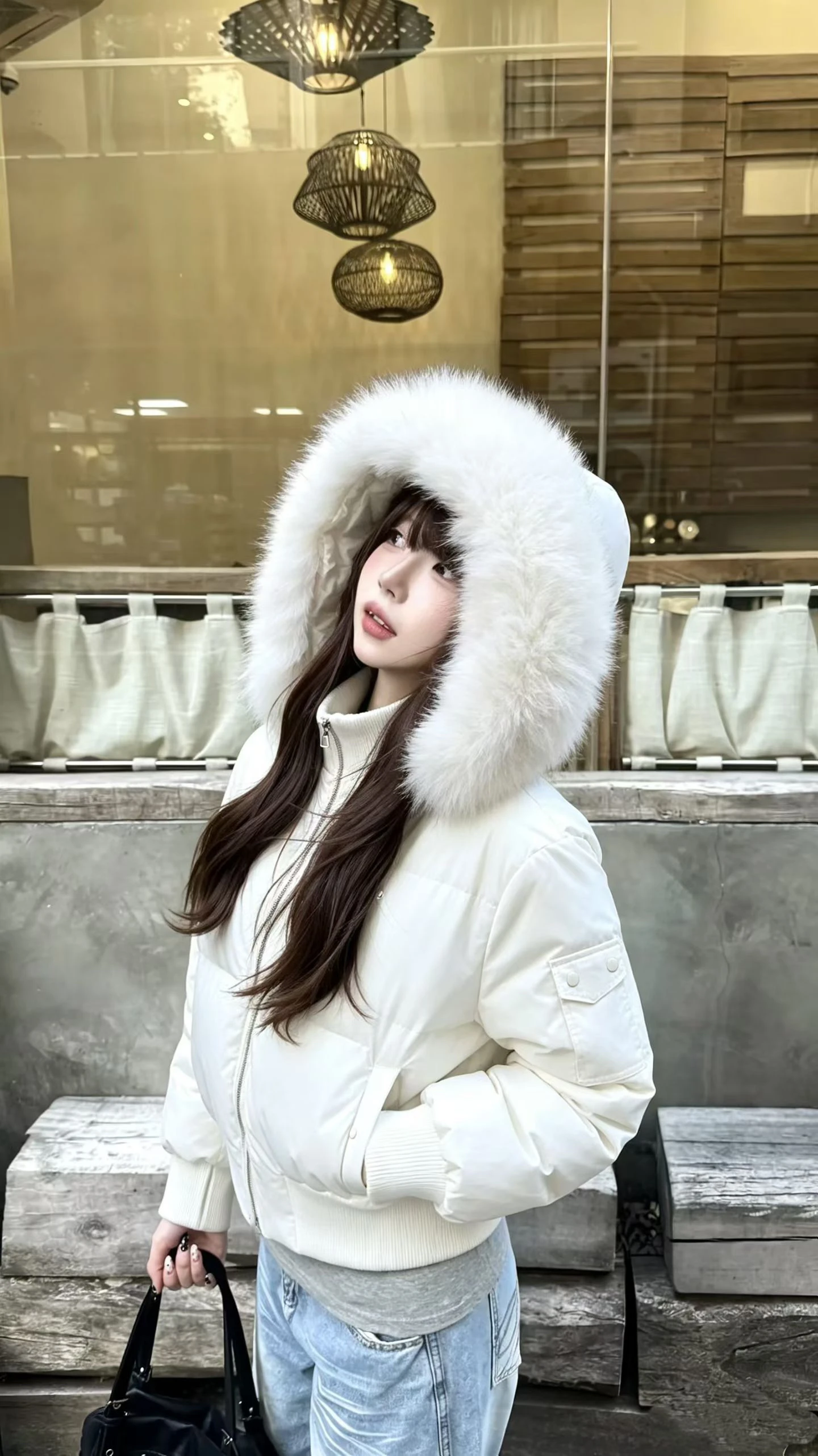 Winter Solid Color Long-sleeved Fashion Korean Fur Collar Cotton Jacket Women's Versatile Thickened Warm Jacket Women's Clothing