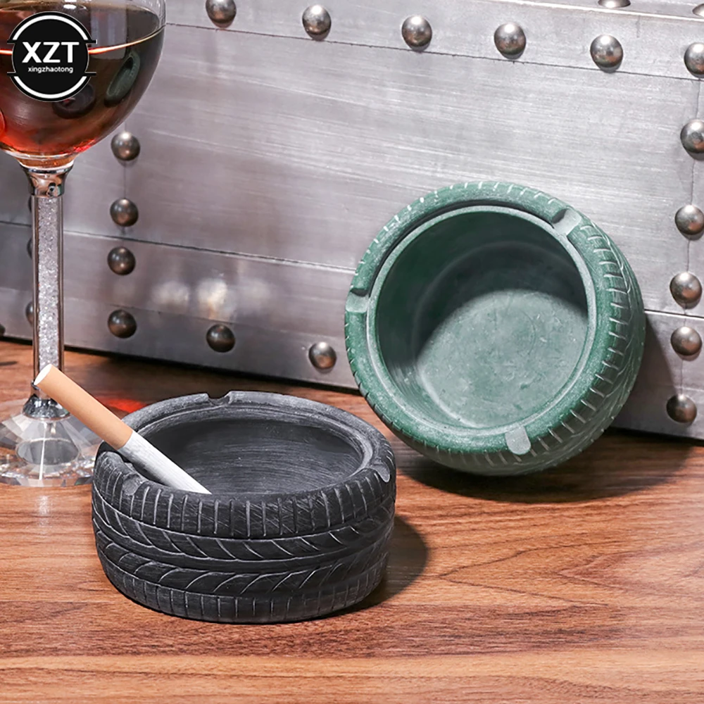 Retro Tire Shape Ashtray Ash Tray Holder Resin Ashtray Cigarette Smoking Ash Tray for Living Room Home Decorations