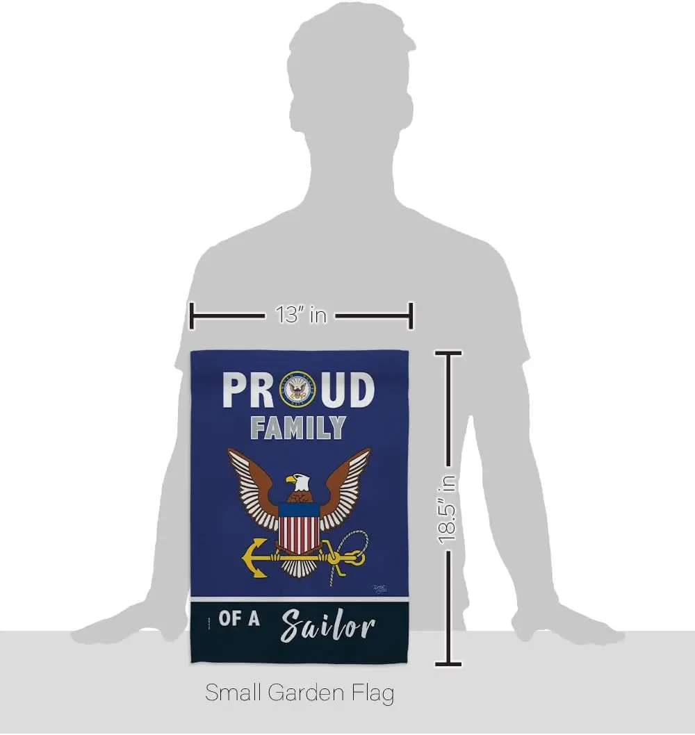 Proud Family Sailor Garden Flag - Armed Forces Navy USN Seabee United State American Military Veteran Retire Official - House De