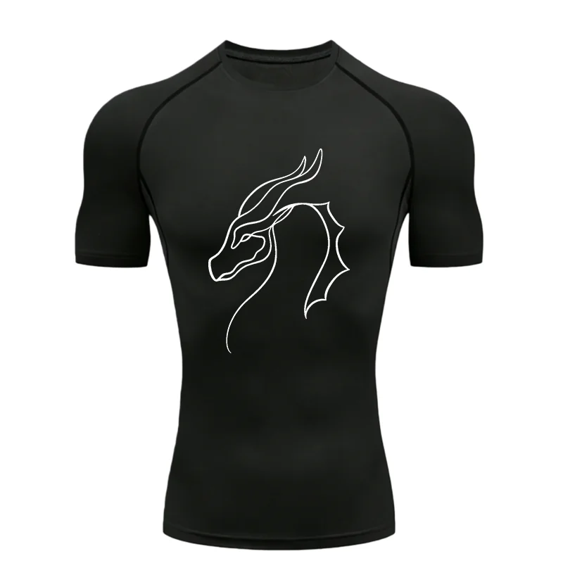 Drachenkopf 2026 Männer Sport T-Shirt Training Joggen Laufen Workout T-Shirt Kompression Rashguard Tops T-Shirt Kurzarm T-Shirt