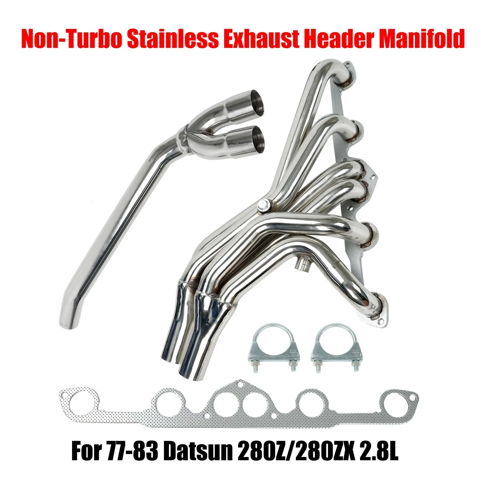 New Exhaust Pipe Stainless Steel for 77-83 Datsun 280Z/280ZX 2.8L Non-Turbo Stainless Exhaust Header Manifold EH28934