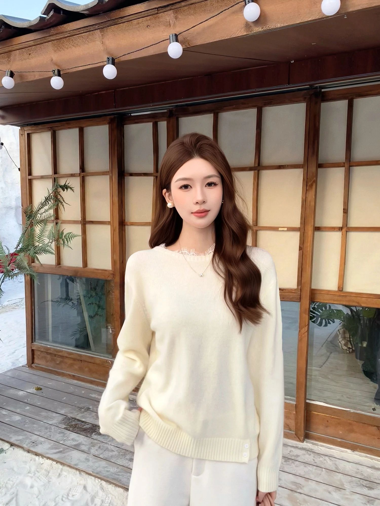 

YUYU WANG, зимний цвет, простой круглый модный свободный повседневный свитер базового слоя, женский удобный вязаный топ