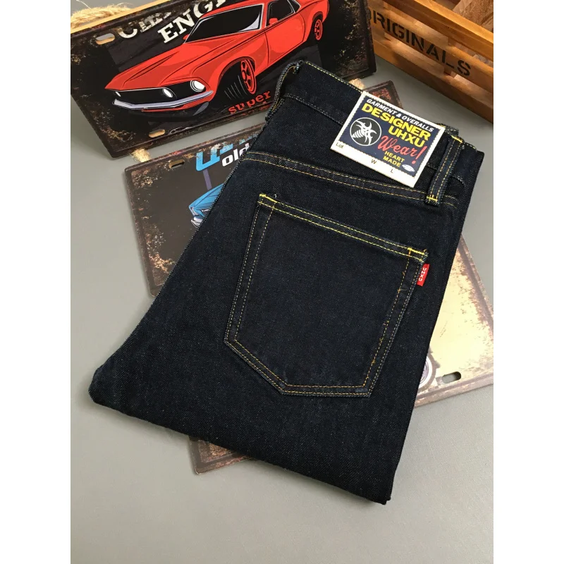 

High end original color jeans men's 2025 autumn and winter new style loose straight tube simple casual retro heavyweight pants